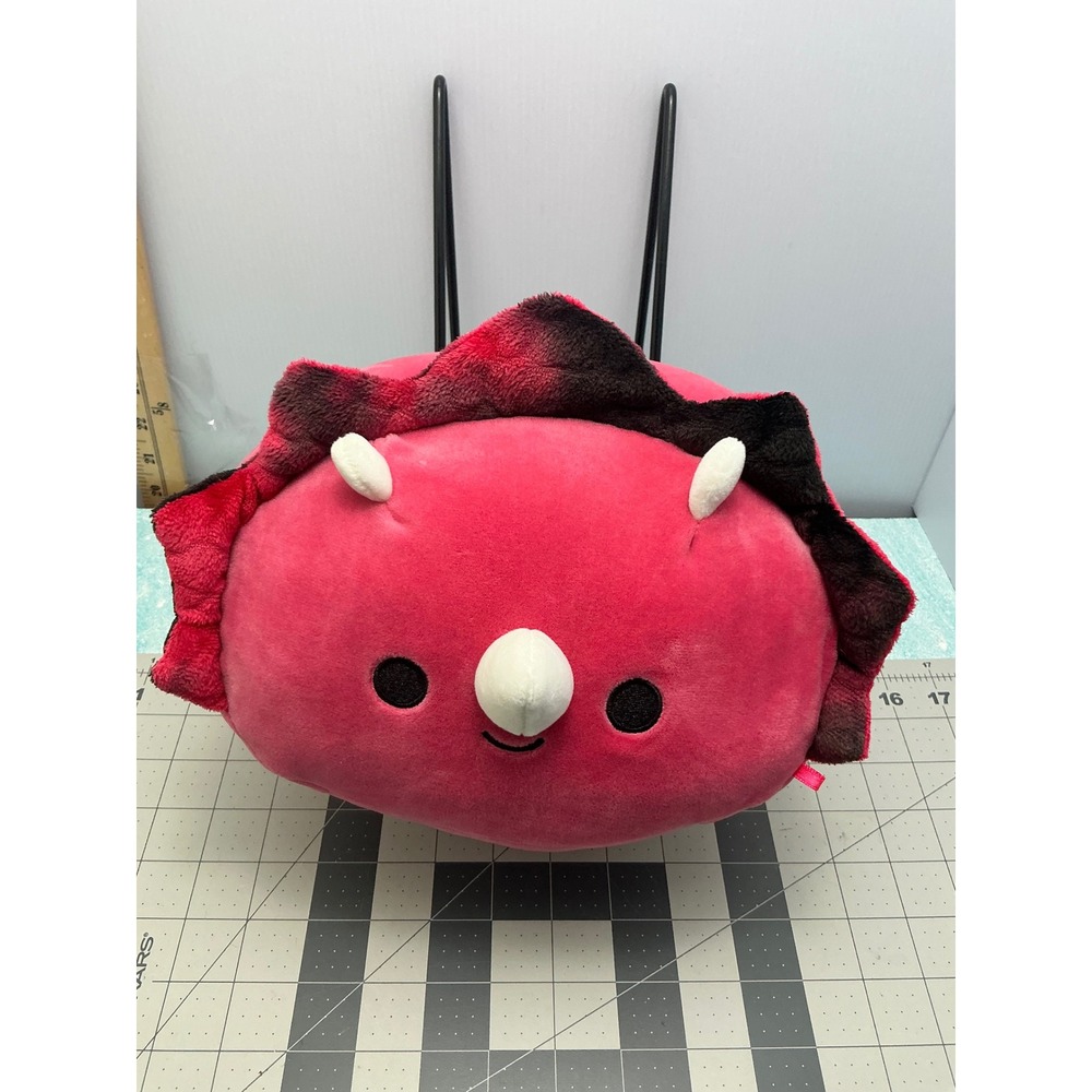 Squishmallows Tristan Triceratops Pink Buffalo Plaid Dinosaur Plush 8 Inch